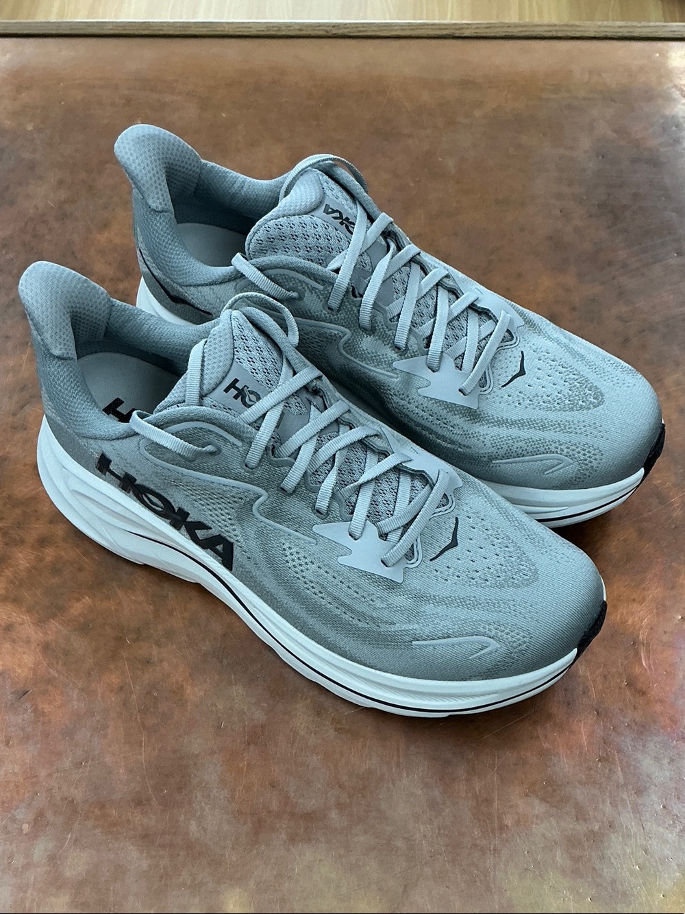 Hoka Men's Clifton Running Shoes - Light Gray - Size 12